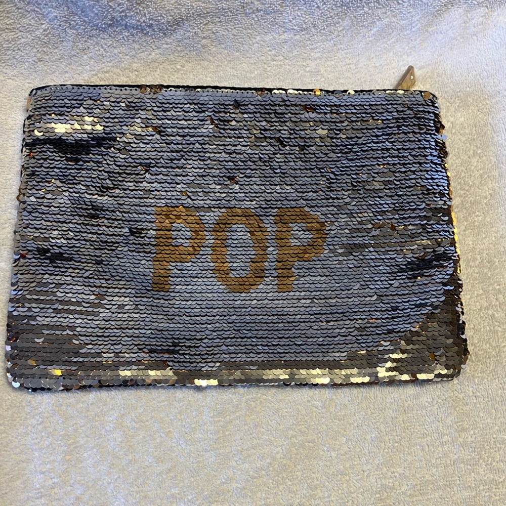 Sequin zippered clutch